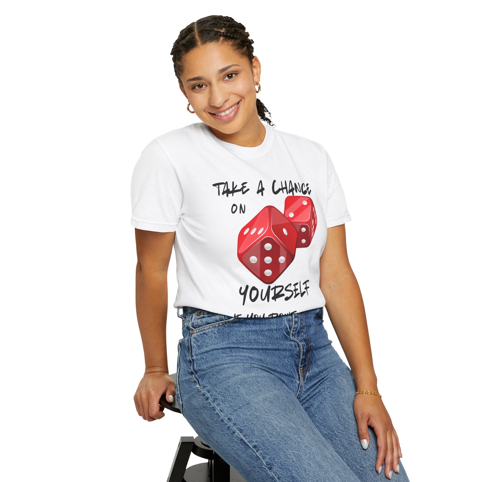 Unisex Comfort Colors Garment-Dyed T-shirt, "Take a Chance on Yourself" Any Occasion Gift,