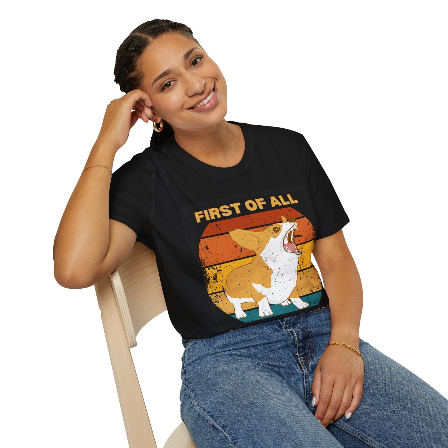 "First of All, I'm a Calming Influence" Sarcastic Funny Corgi T-Shirt