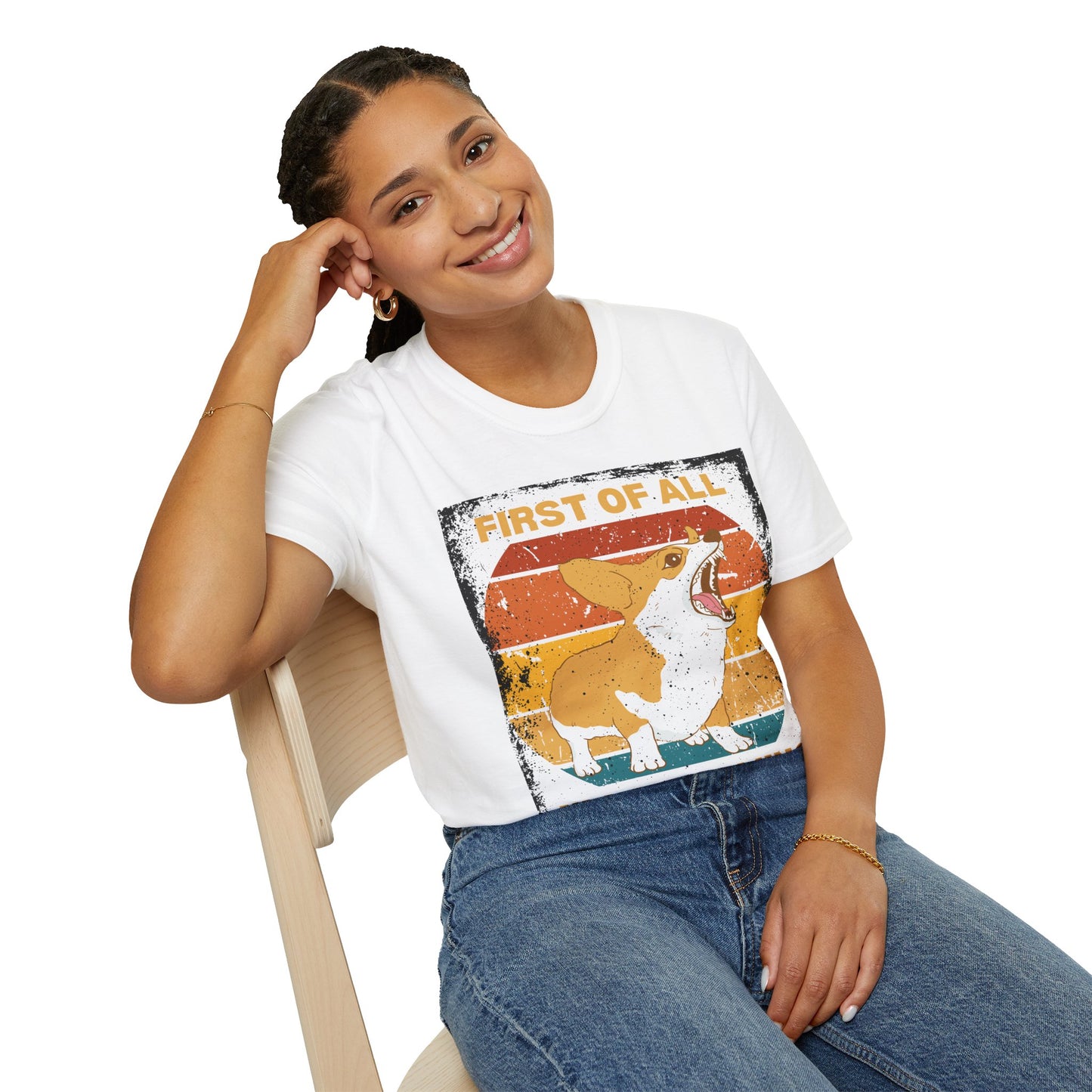 "First of All, I'm a Calming Influence" Sarcastic Funny Corgi T-Shirt