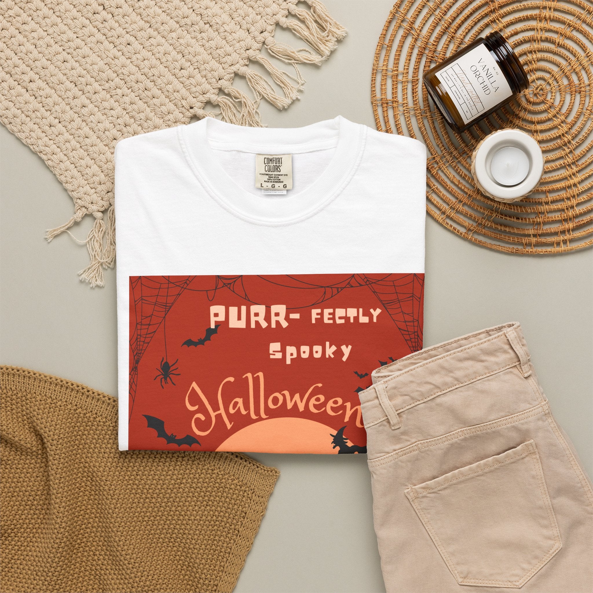 Halloween Cat T-Shirt — "Purr-fectly Spooky" Vintage Witch Design