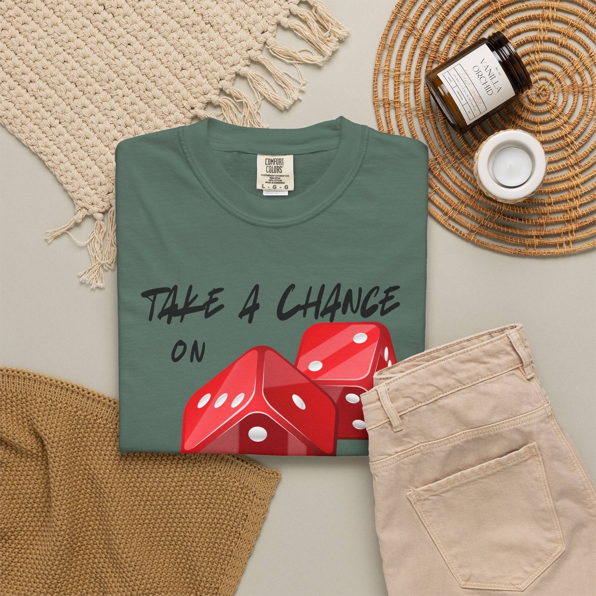 Unisex Comfort Colors Garment-Dyed T-shirt, "Take a Chance on Yourself" Any Occasion Gift,