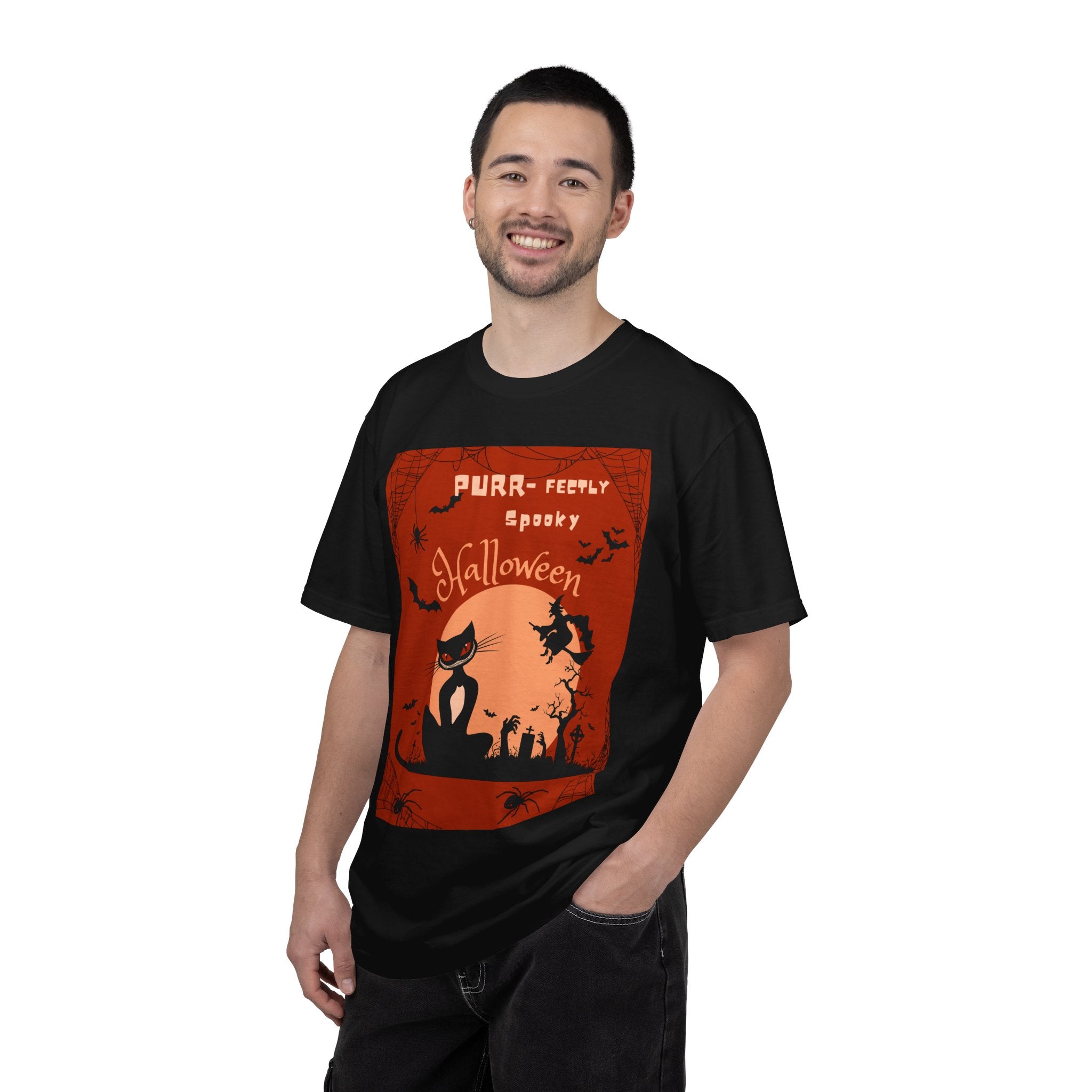 Halloween Cat T-Shirt — "Purr-fectly Spooky" Vintage Witch Design