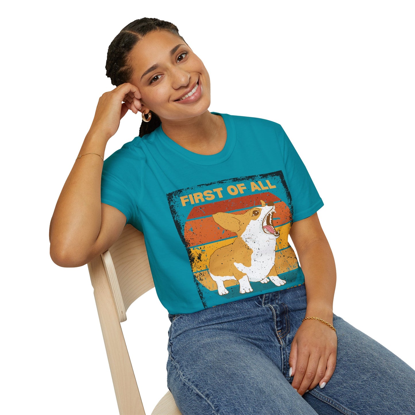 "First of All, I'm a Calming Influence" Sarcastic Funny Corgi T-Shirt