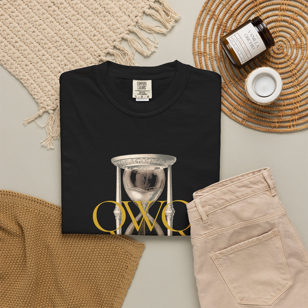 QWQ Hourglass Comfort Colors 1717 Garment-Dyed T-shirt, QWQ "Time Slips Away", All Occasion Gift
