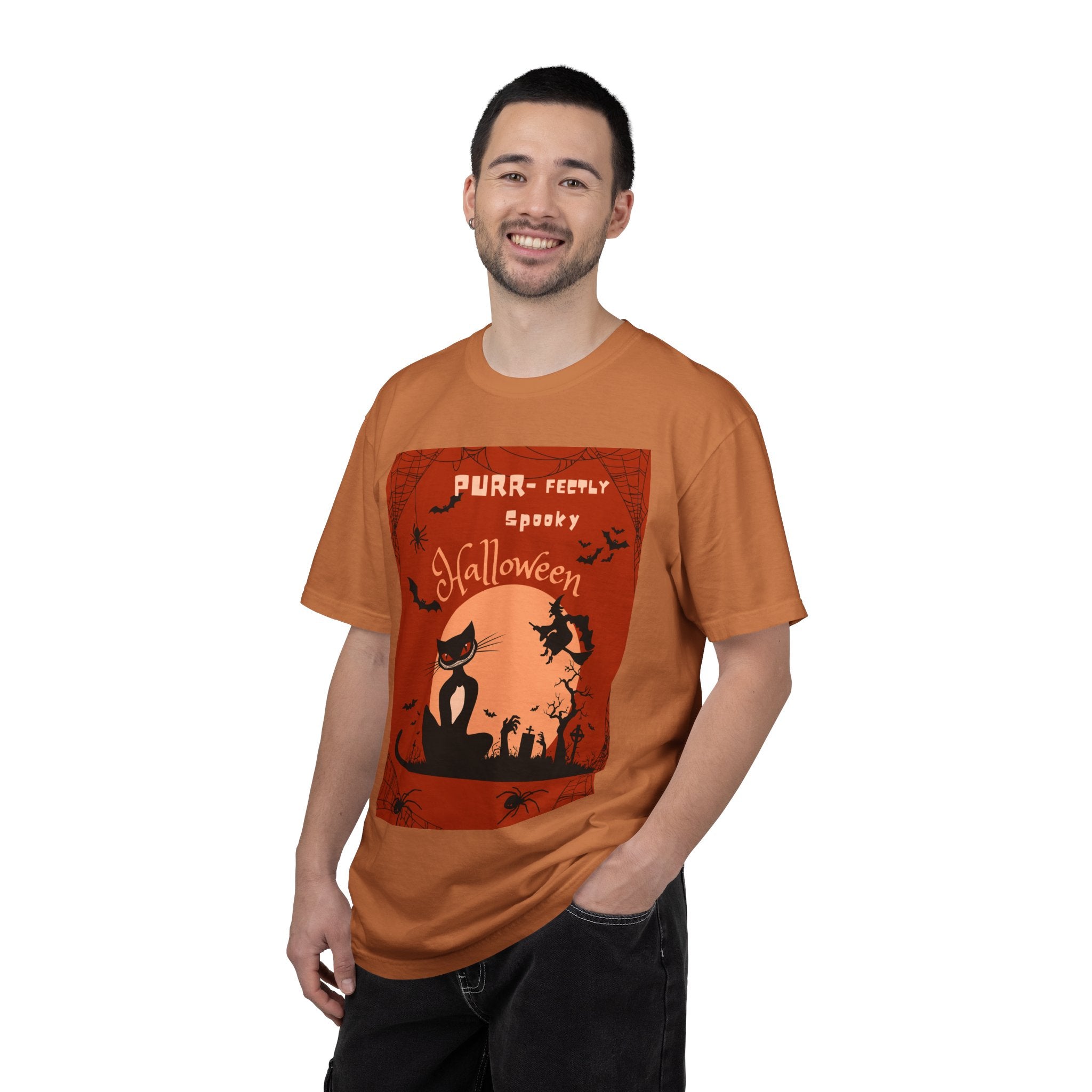 Halloween Cat T-Shirt — "Purr-fectly Spooky" Vintage Witch Design