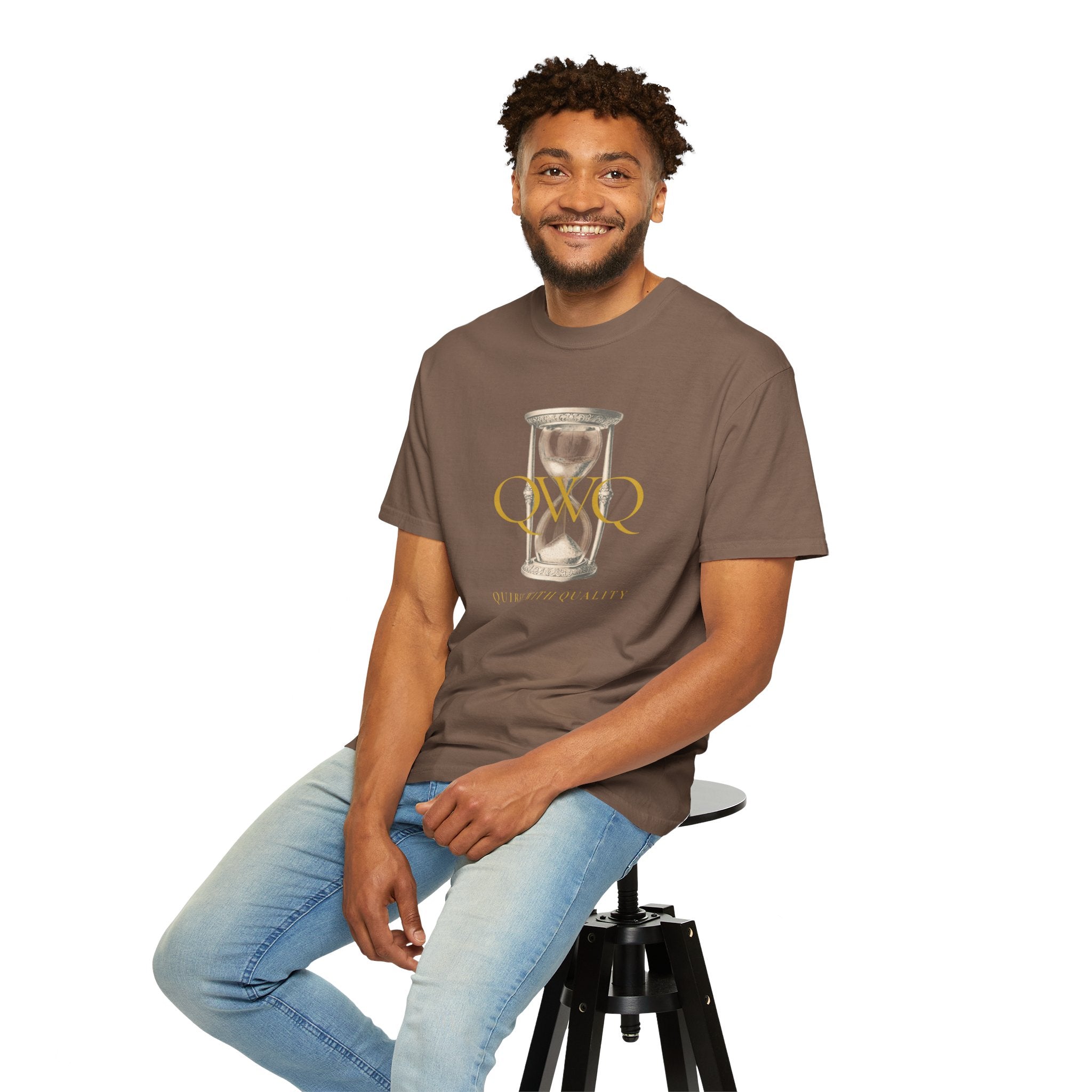 QWQ Hourglass Comfort Colors 1717 Garment-Dyed T-shirt, QWQ "Time Slips Away", All Occasion Gift