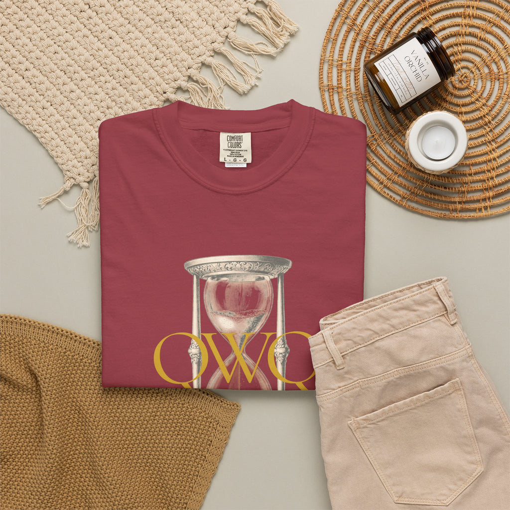 QWQ Hourglass Comfort Colors 1717 Garment-Dyed T-shirt, QWQ "Time Slips Away", All Occasion Gift