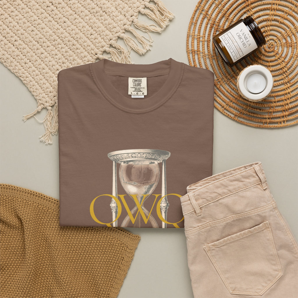 QWQ Hourglass Comfort Colors 1717 Garment-Dyed T-shirt, QWQ "Time Slips Away", All Occasion Gift