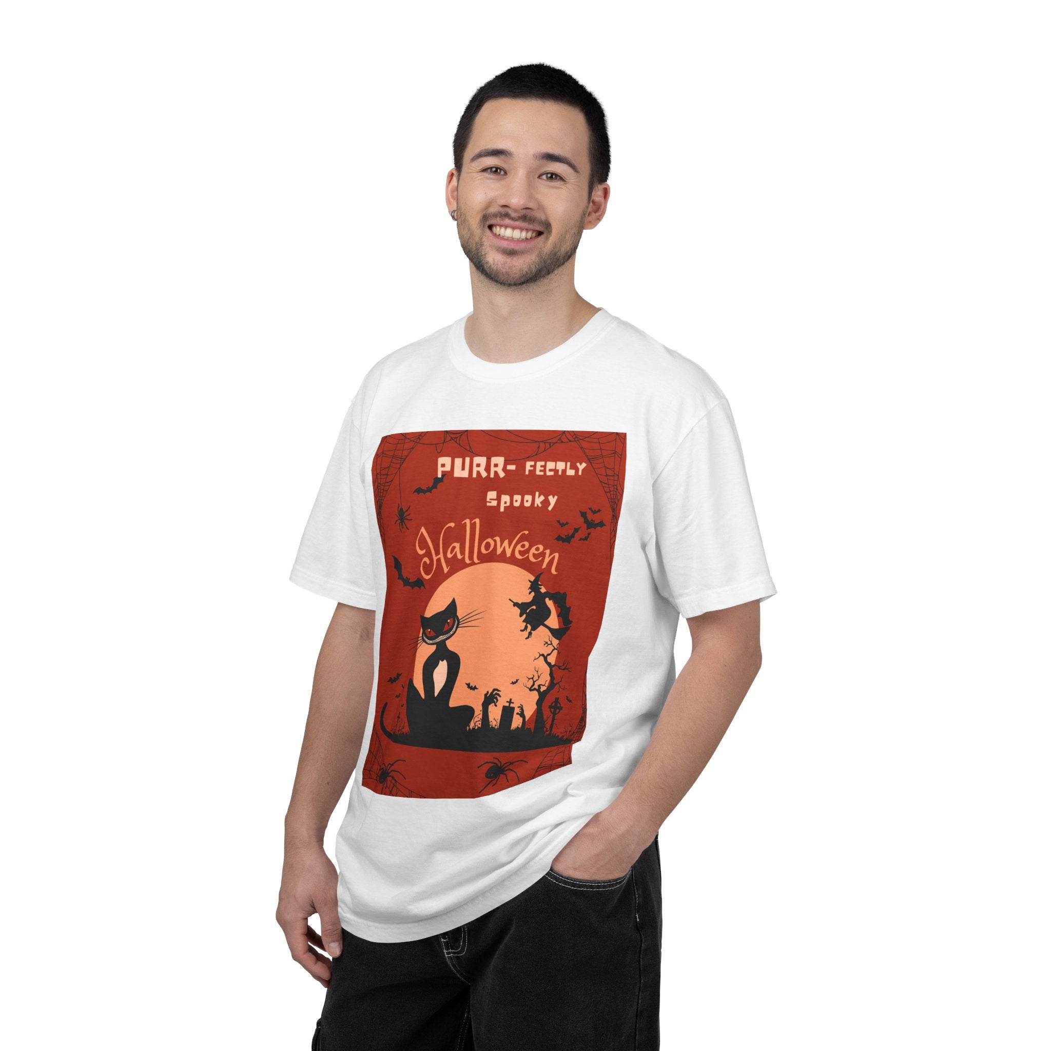 Halloween Cat T-Shirt — "Purr-fectly Spooky" Vintage Witch Design