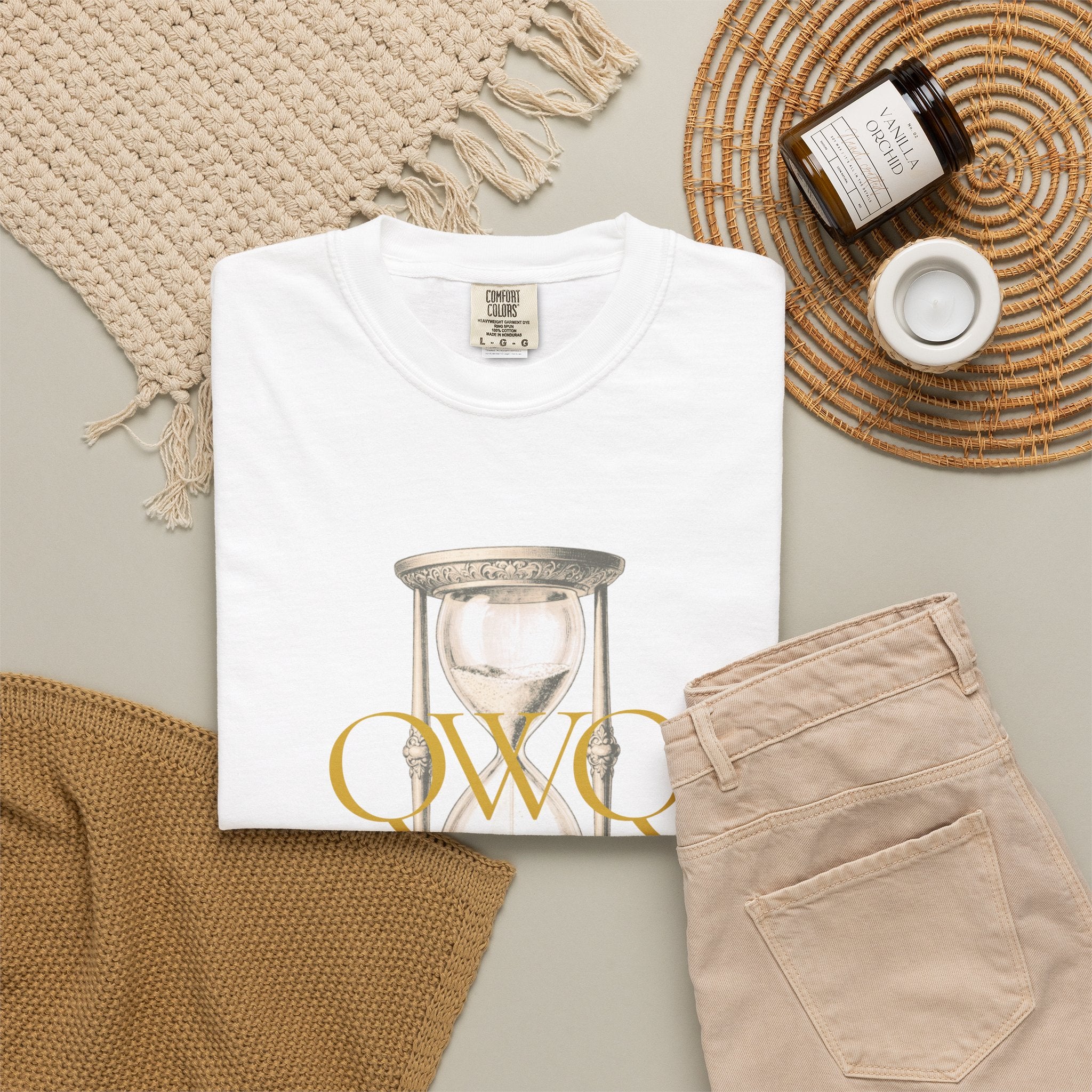 QWQ Hourglass Comfort Colors 1717 Garment-Dyed T-shirt, QWQ "Time Slips Away", All Occasion Gift