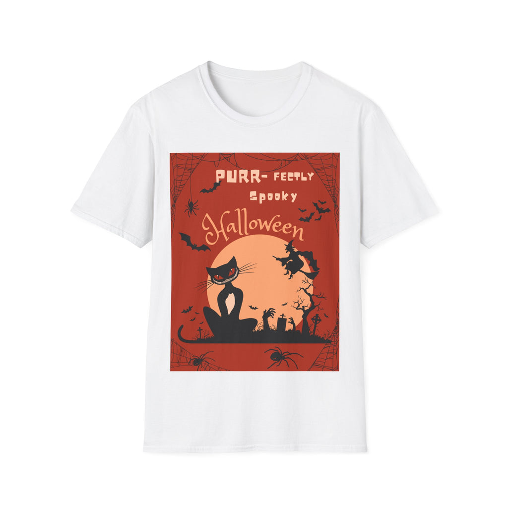 Purr-fectly Spooky Halloween Cat T-Shirt, Vintage vibe, for All Ages, Unisex, Gildan 64000