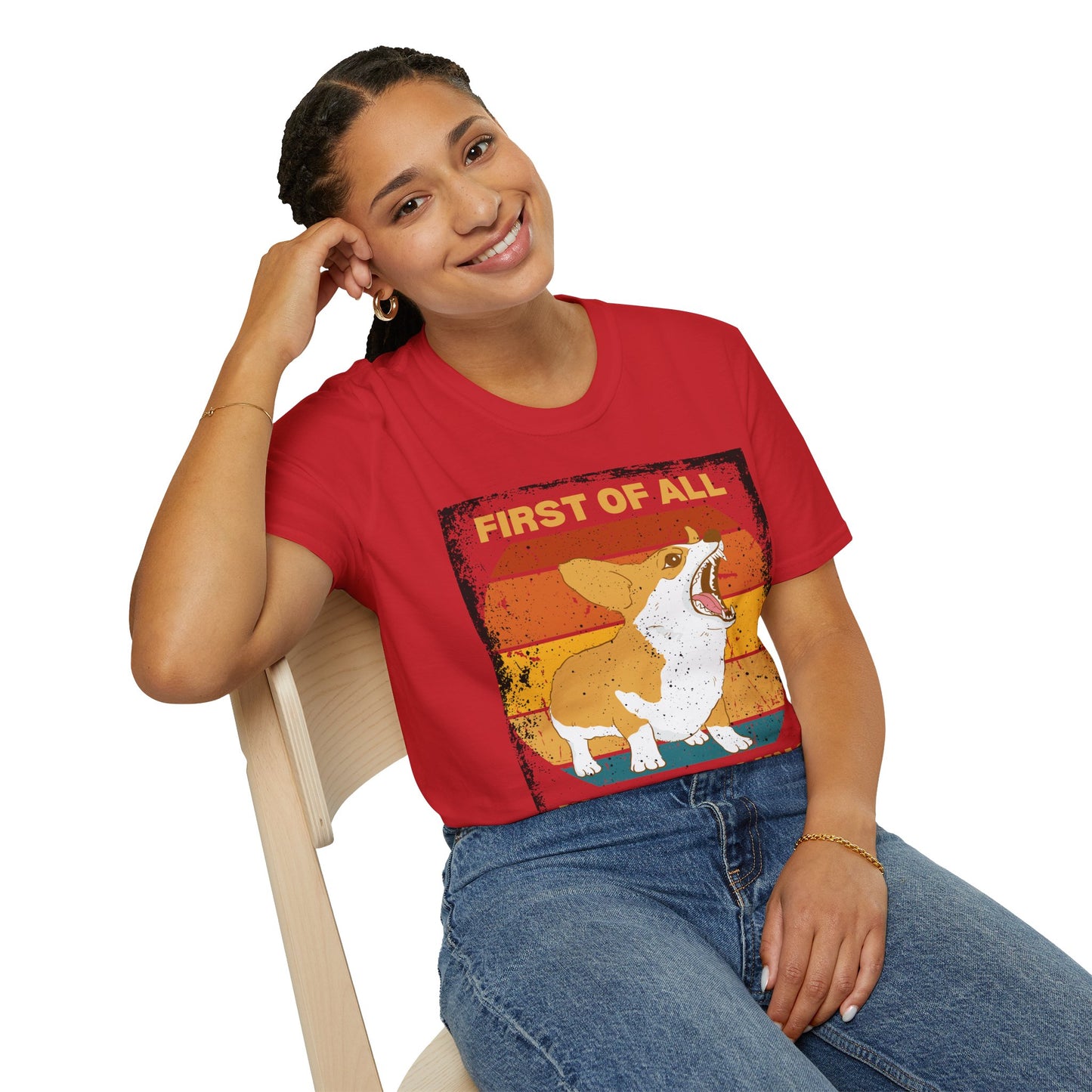 "First of All, I'm a Calming Influence" Sarcastic Funny Corgi T-Shirt