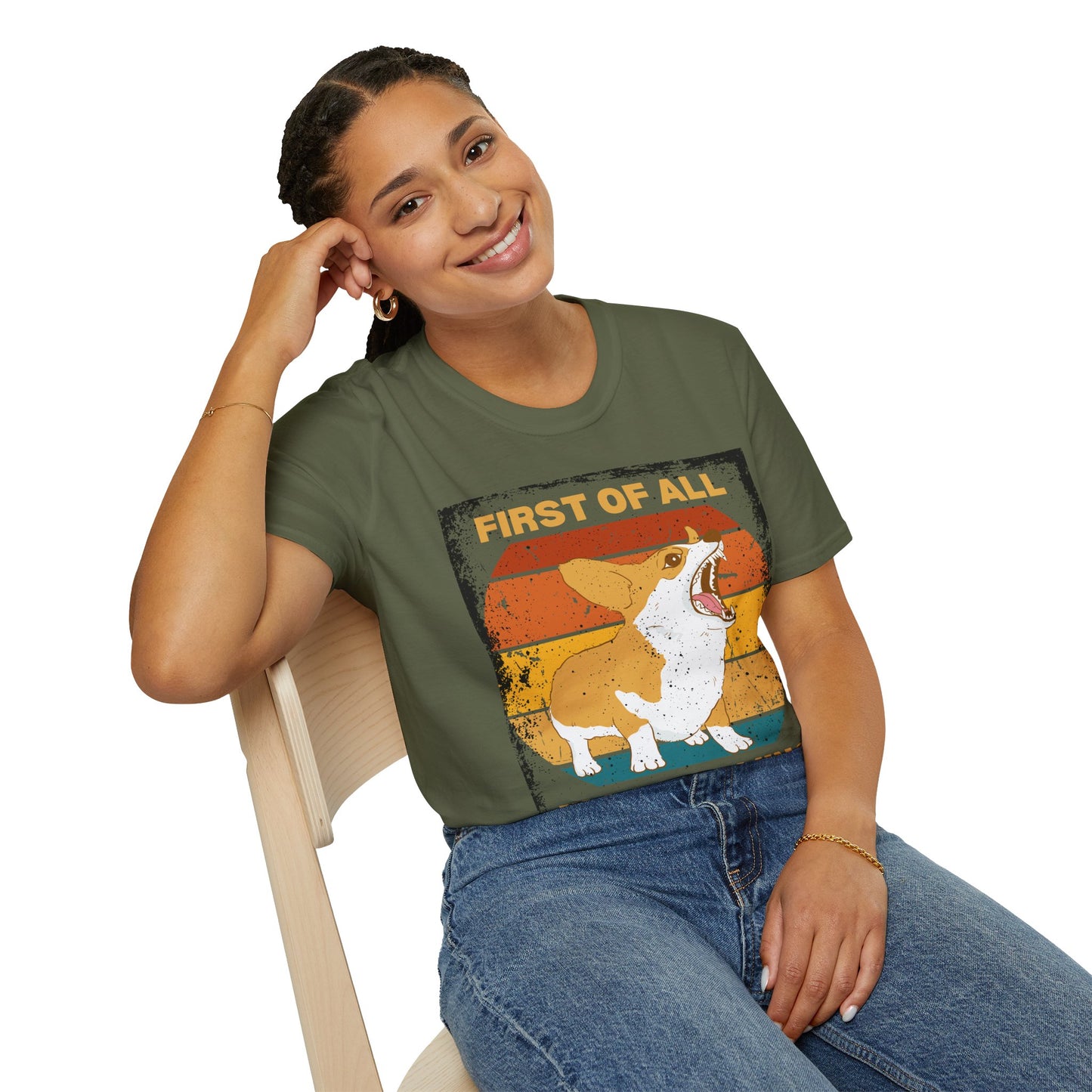 "First of All, I'm a Calming Influence" Sarcastic Funny Corgi T-Shirt