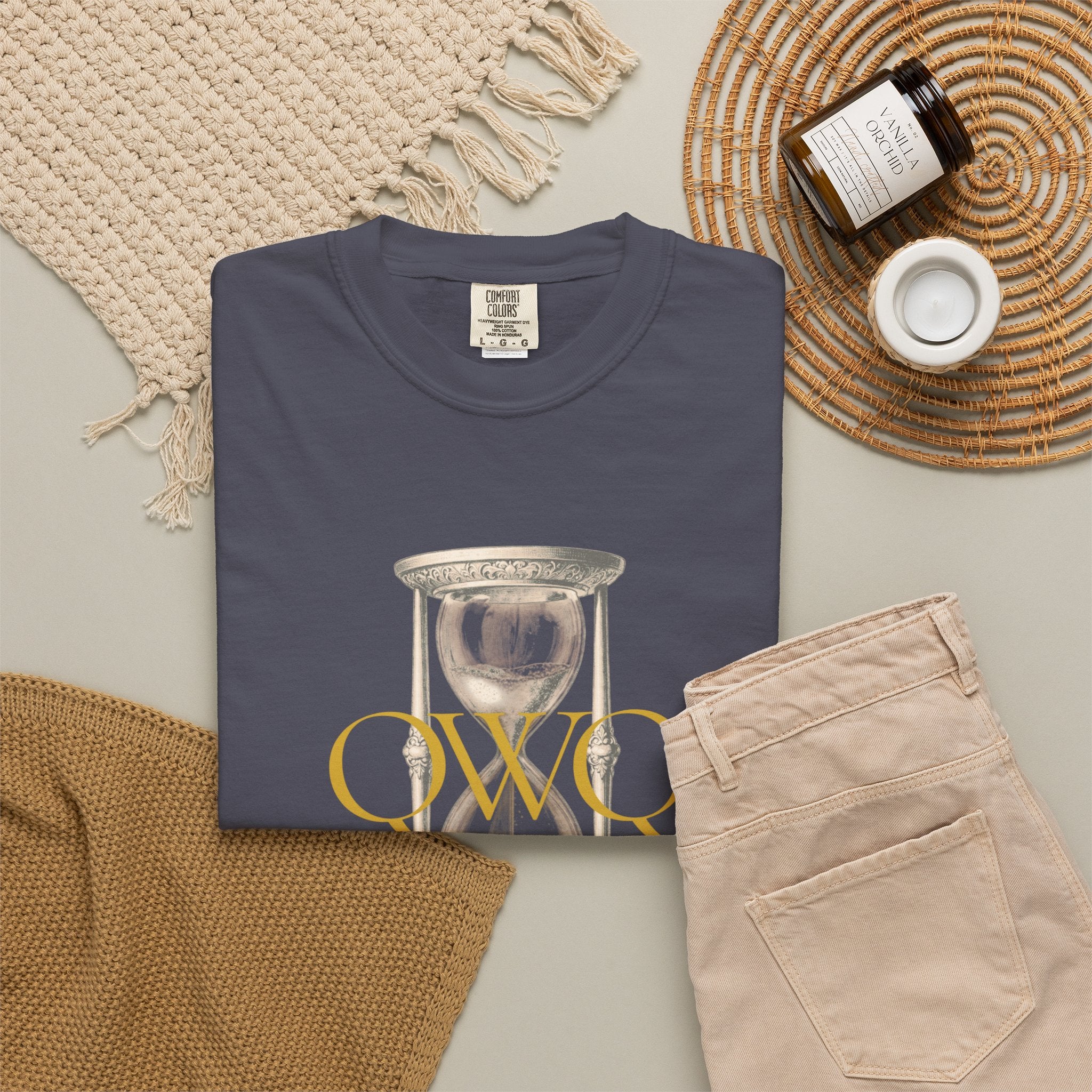 QWQ Hourglass Comfort Colors 1717 Garment-Dyed T-shirt, QWQ "Time Slips Away", All Occasion Gift